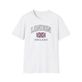 London England T-Shirt - Vintage College Style Tee with Union Jack Flag | Unisex Travel Shirt, Gift for London Lovers, UK Pride Clothing