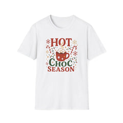 Funny Hot Choc Season Christmas T-Shirt - Festive Hot Chocolate Tee with Candy Canes & Lights | Xmas Gift, Secret Santa Present, Hot Cocoa
