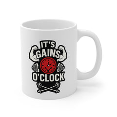 Funny Gym Mug - It's Gains O'Clock Fitness Gift for Him or Her | Christmas Gym Mug, Secret Santa Gift for Bodybuilders & Fitness Lovers