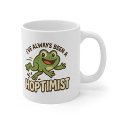 Funny Frog Christmas Mug - "I've Always Been A Hoptimist" Cute Cartoon Coffee Cup | Secret Santa Gift, Positivity Optimism for Frog Lovers