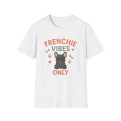 Funny Grey French Bulldog T-Shirt - "Frenchie Vibes Only" Chirstmas Dog Lover Tee - Secret Santa Gift for Frenchie Owners