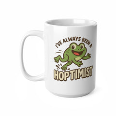 Funny Frog Christmas Mug - "I've Always Been A Hoptimist" Cute Cartoon Coffee Cup | Secret Santa Gift, Positivity Optimism for Frog Lovers