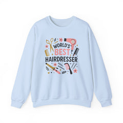 World's Best Hairdresser Sweatshirt - Funny Christmas Jumper Gift for Hairstylist, Secret Santa Salon Sweater, Work Party Clothes