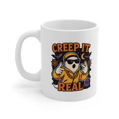 Creep It Real Funny Halloween Mug - Ali G Ghost Coffee Cup - Spooky Season Gift for Him or Her - Rapper Ghost Mug - Halloween Vibes