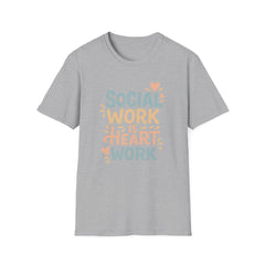 Funny Social Work Christmas T-Shirt - "Social Work is Heart Work" Tee - Secret Santa Gift for Social Worker, Carer, Support Worker