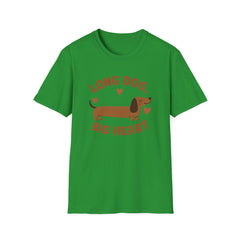 Funny Dachshund Christmas T-Shirt - "Long Dog Big Heart" Sausage Dog Tee - Cute Dog Lover Gift, Secret Santa Xmas Shirt, Dog Lover Top