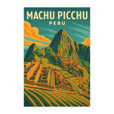 Machu Picchu Peru Vintage Travel Poster | Retro Incan Ruins Wall Art Print | Ancient Wonder Decor