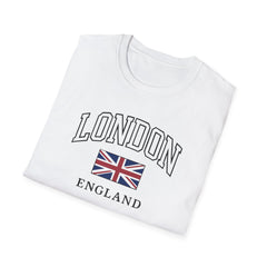 London England T-Shirt - Vintage College Style Tee with Union Jack Flag | Unisex Travel Shirt, Gift for London Lovers, UK Pride Clothing