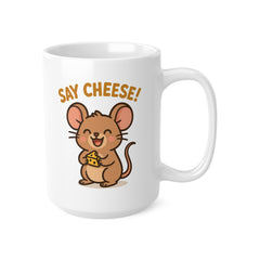 Say Cheese Mouse Mug - Cute Funny Christmas Mug | Secret Santa Gift for Pet Mouse Lovers | Cartoon Cheese Coffee Cup for Animal Fans