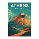 Athens Greece Vintage Travel Poster | Retro Parthenon & Acropolis Wall Art | Ancient Greece Print