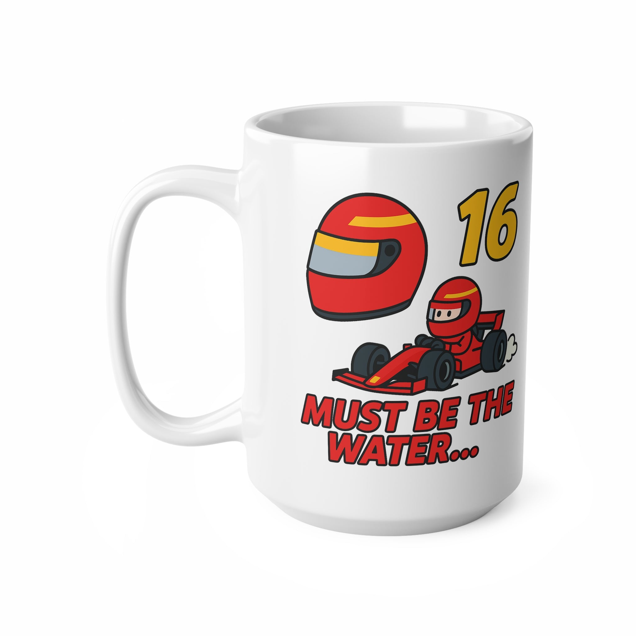 Charles Leclerc Mug – Funny Ferrari F1 Gift with “Must Be the Water”