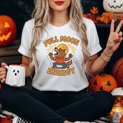 Funny Halloween T-Shirt - "Full Moon Energy" Werewolf Shirt - Spooky Halloween Graphic Tee, Quirky Gift for Him or Her, Autumn Holiday Shirt