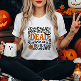 Beautifully Dead Inside Halloween T-Shirt - Funny Gothic Spooky Tee with Skulls, Bats & Pumpkins | Halloween Gift Shirt, Emo Anxiety Ideas