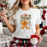 Funny Christmas T-Shirt - 'Oh Snap!' Gingerbread Man Shirt - Cute Xmas Tee for Secret Santa Gift, Holiday Party & Festive Clothing For Her