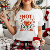 Funny Hot Choc Season Christmas T-Shirt - Festive Hot Chocolate Tee with Candy Canes & Lights | Xmas Gift, Secret Santa Present, Hot Cocoa