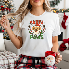 Santa Paws Christmas Dog Lover T-Shirt - Cute Funny Xmas Tee with Santa Dog Design, Perfect Secret Santa Gift for Pet Owners, Labrador Party