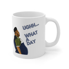 Funny Harvey Price Mug – “Ughh What a Day” Meme Coffee Cup Gift