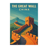Great Wall of China Vintage Travel Poster | Retro Chinese Landmark Wall Art Print | Ancient Wonder Decor