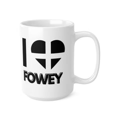 I Love Fowey Mug – Cornwall Flag Heart Mug, Cornish Gift Souvenir