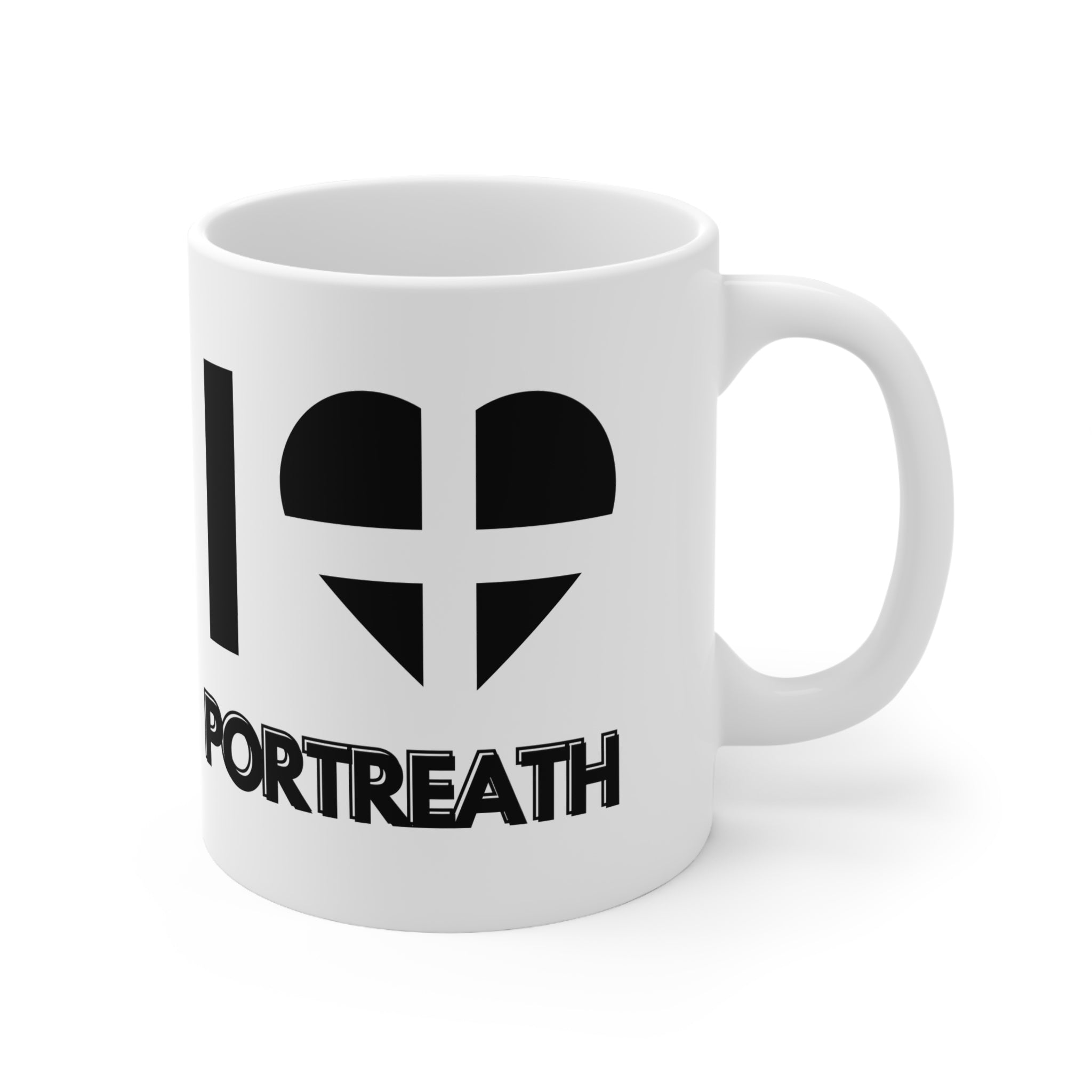 I Love Portreath Mug – Cornwall Flag Heart Mug, Cornish Gift Souvenir