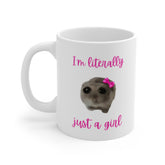 I’m Literally Just a Girl Meme Mug – Funny Cute Sad Hamster Gift