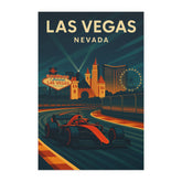 Las Vegas Nevada F1 Poster - Vintage Style Formula 1 Art Print | Retro Night Race Wall Decor, Motorsport Gift, Racing Track Artwork