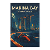 Marina Bay Singapore F1 Poster - Vintage Style Formula 1 Art Print | Retro Night Race Wall Decor, Motorsport Gift, F1 City Print