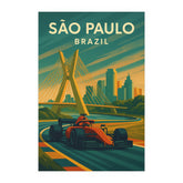 São Paulo Brazil F1 Poster - Vintage Style Formula 1 Art Print | Retro Racing Wall Decor, Interlagos Track Gift, Motorsport Artwork