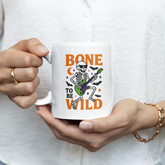 Bone to Be Wild Halloween Mug - Funny Skeleton Coffee Cup with Guitar, Spooky Gift for Halloween Lovers, Rock Music Novelty Mug