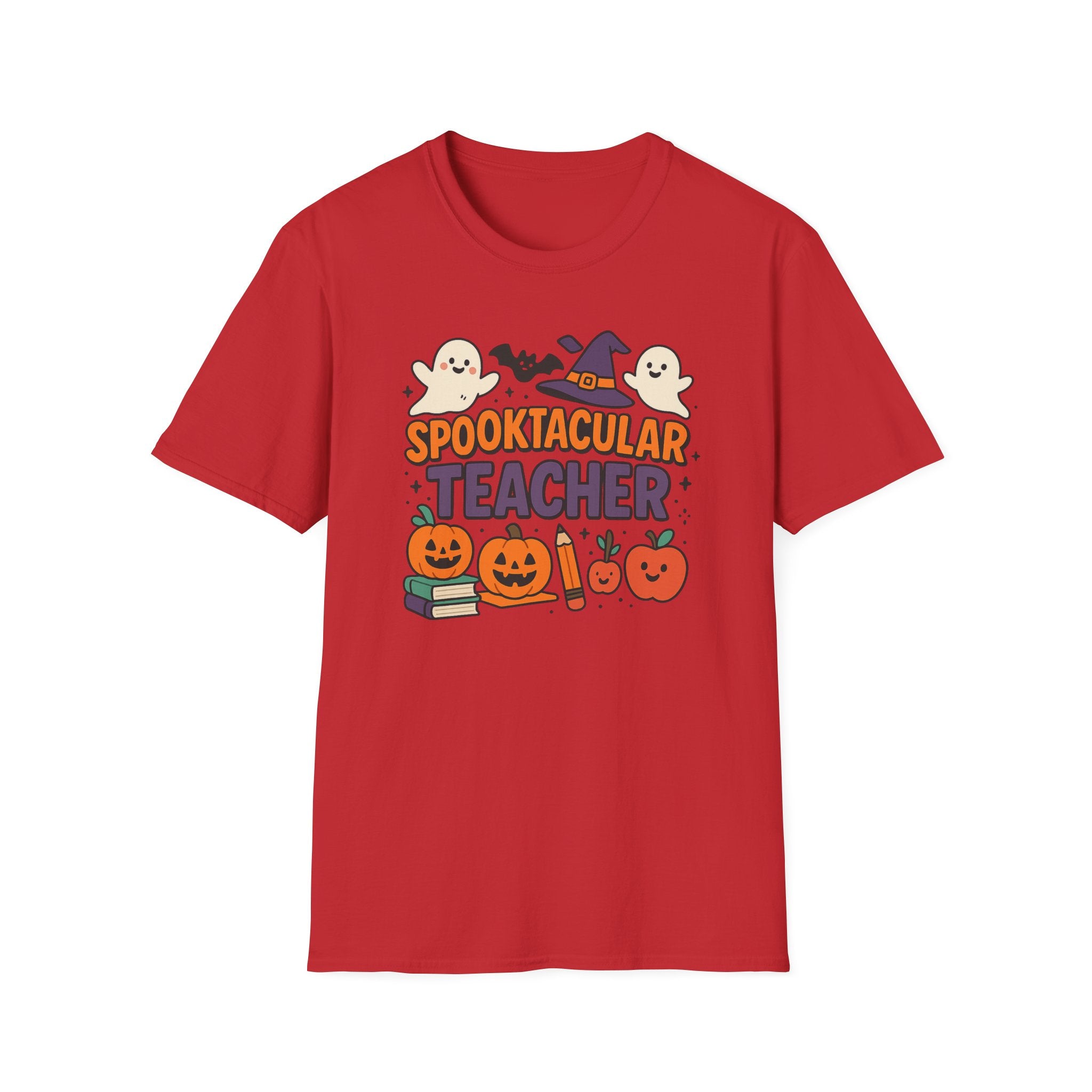 Spooktacular Teacher Halloween T-Shirt - Cute Ghost Pumpkin Witch Shirt - Funny Teacher Halloween Gift for Classroom or School, Staff Room
