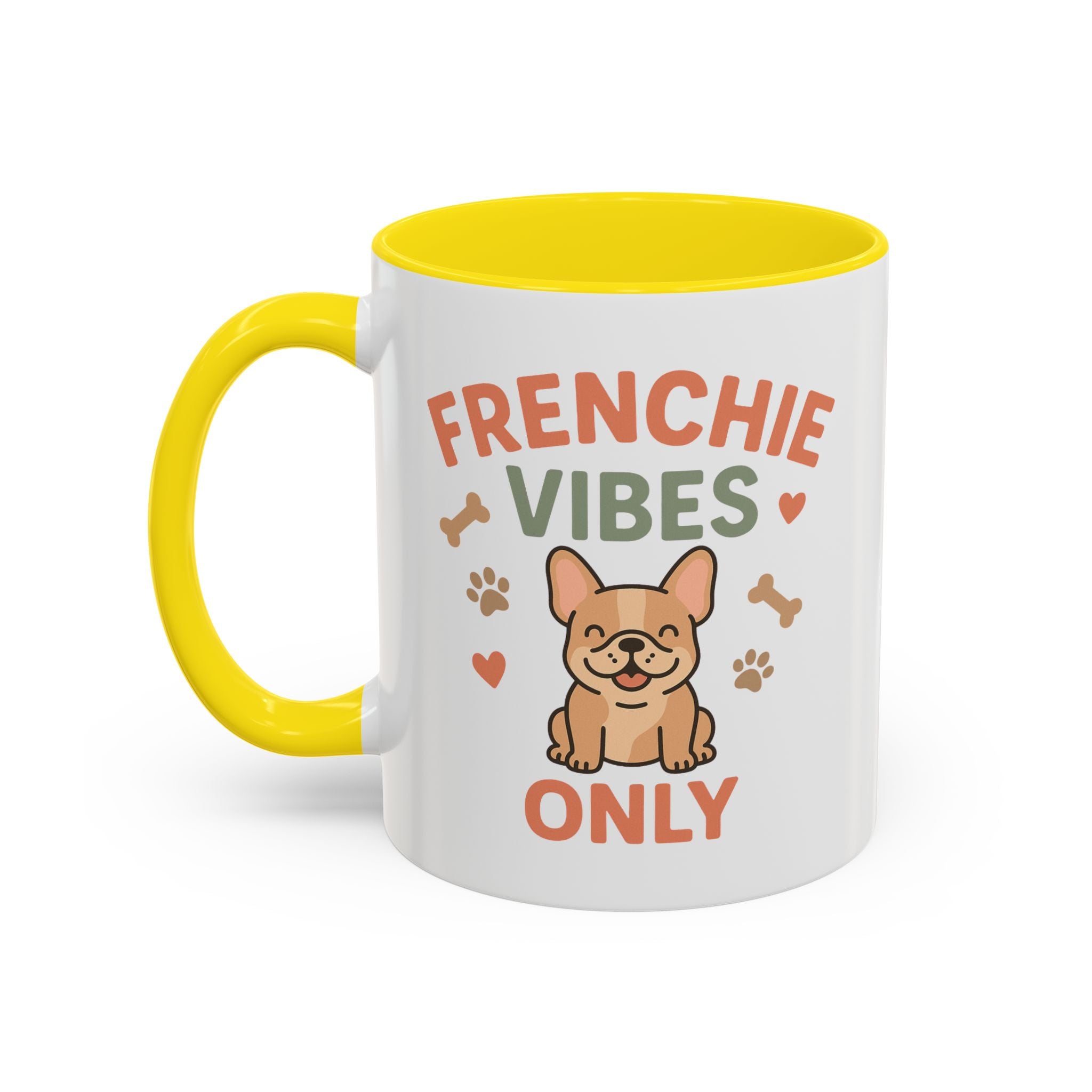 Funny French Bulldog Mug - Frenchie Vibes Only Dog Lover Gift - Cute Frenchie Coffee Cup for Secret Santa, Christmas Gift for Dog Owners