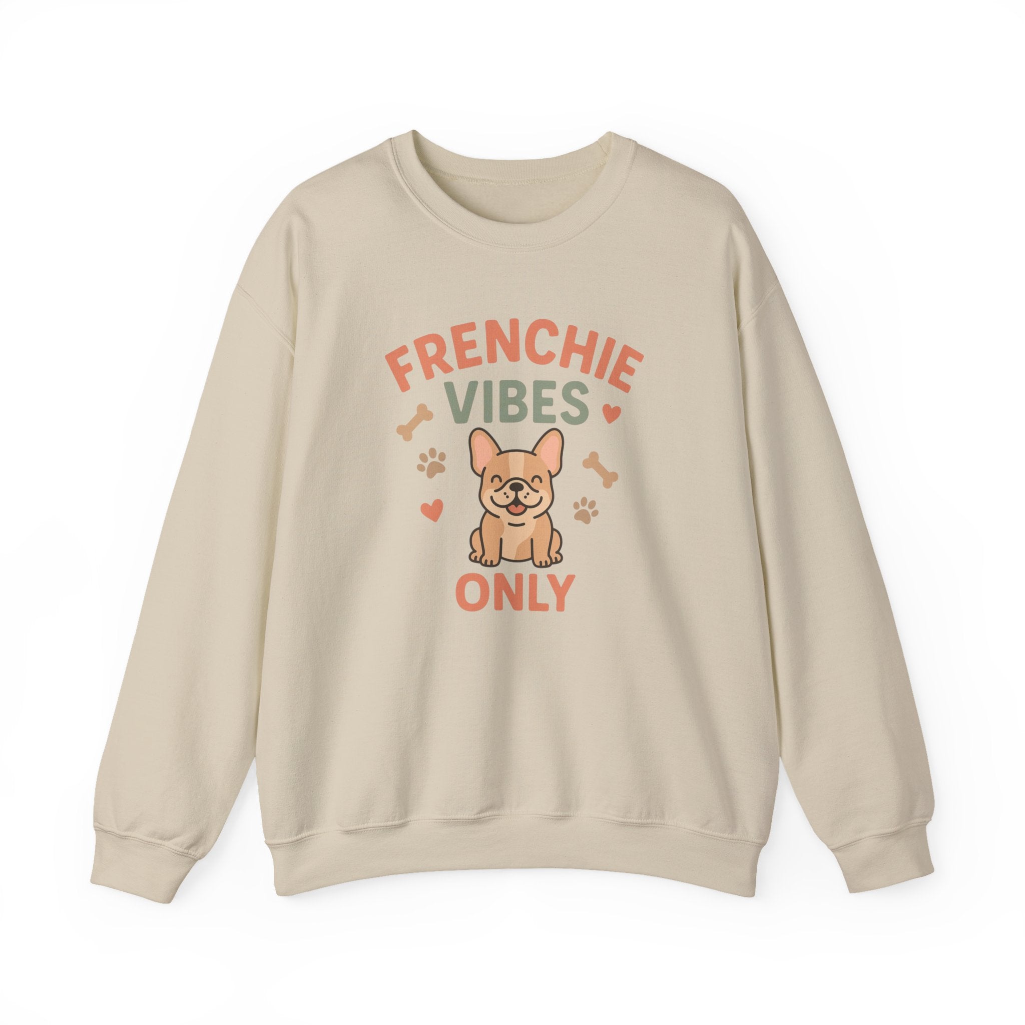 Funny French Bulldog Christmas Sweatshirt - "Frenchie Vibes Only" Xmas Jumper - Secret Santa Gift for Dog Lovers