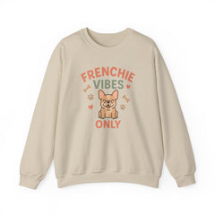 Funny French Bulldog Christmas Sweatshirt - "Frenchie Vibes Only" Xmas Jumper - Secret Santa Gift for Dog Lovers