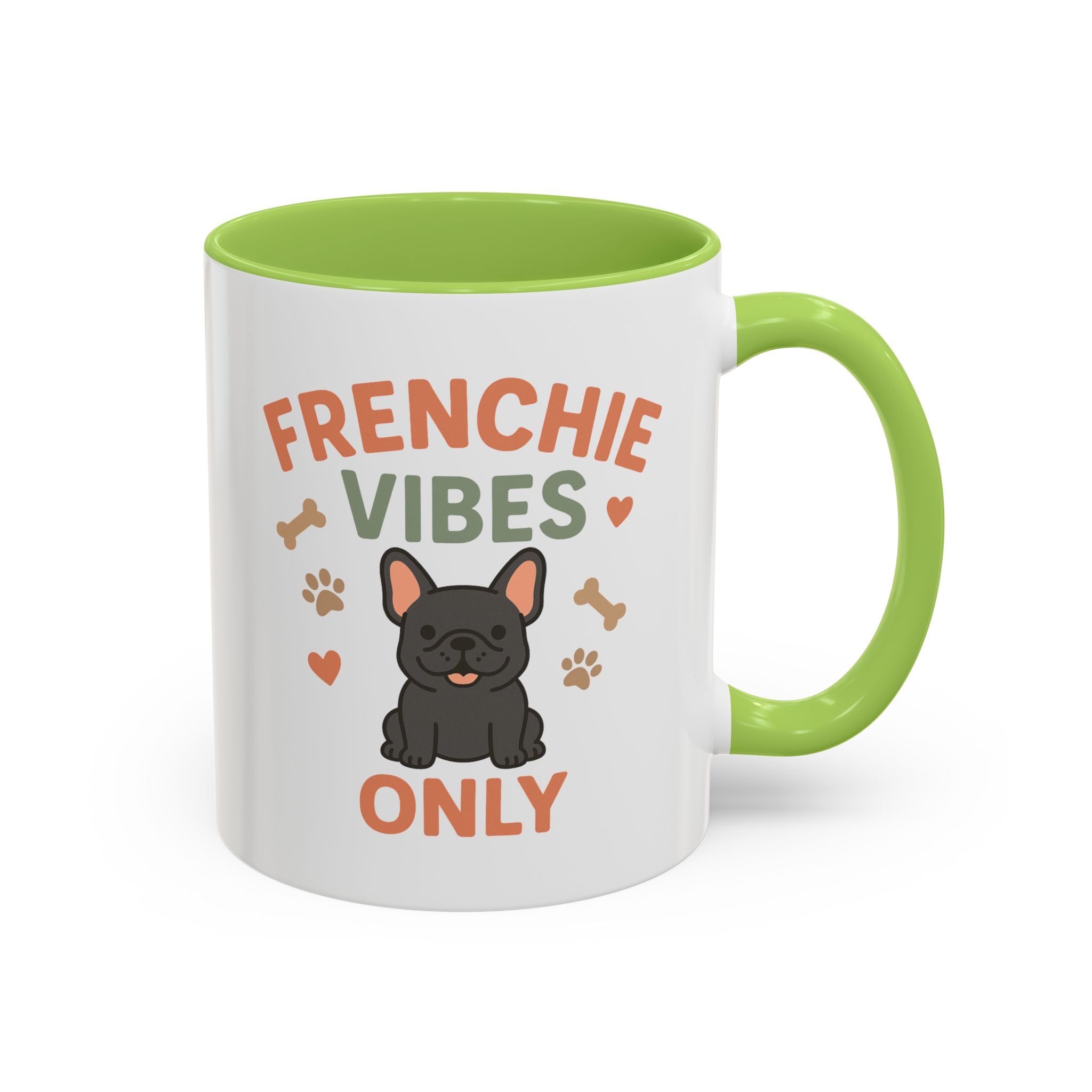 Funny Grey French Bulldog Mug - Frenchie Vibes Only Dog Lover Gift - Cute Frenchie Coffee Cup for Secret Santa, Xmas Gift for Dog Owners