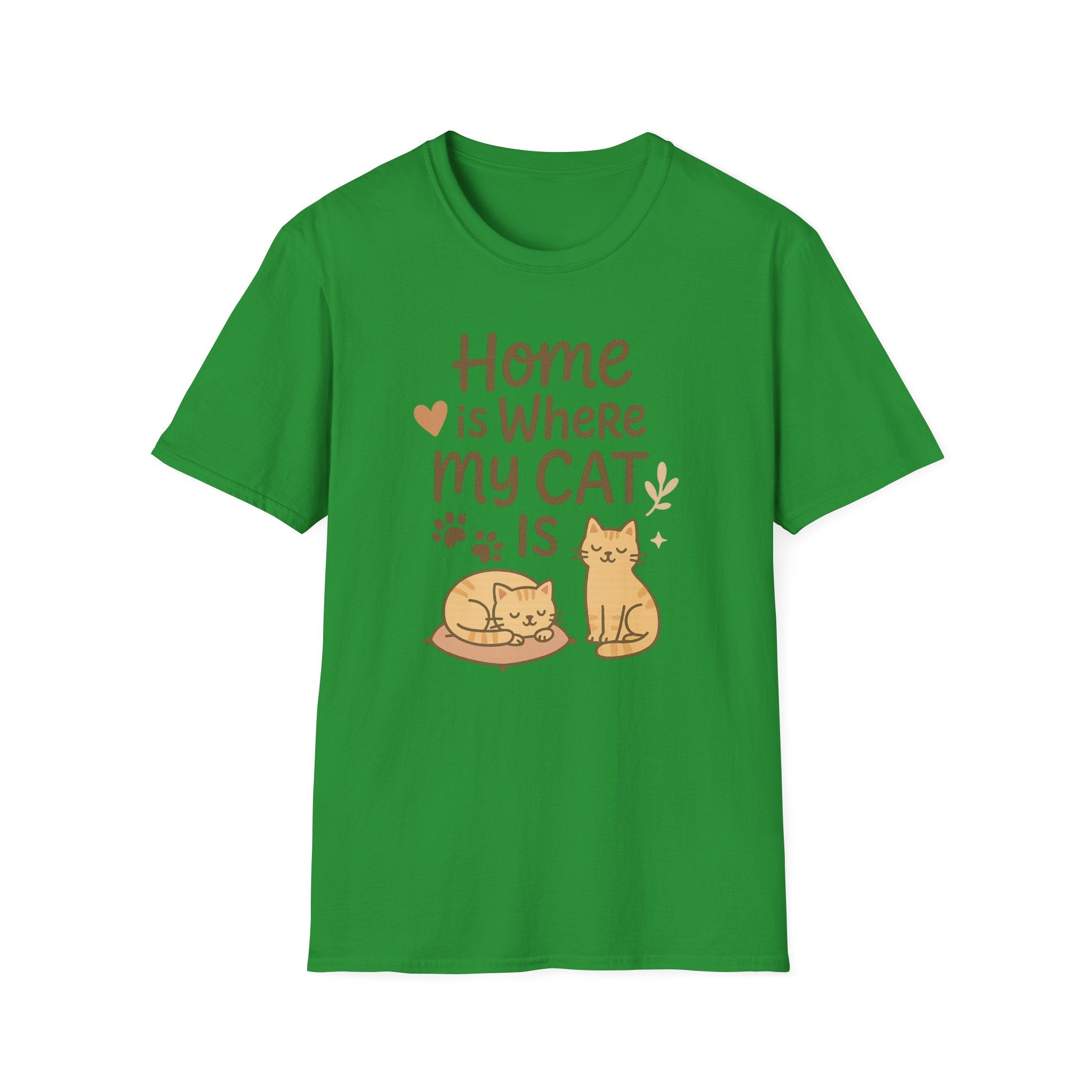 Funny Cat Christmas T-Shirt - "Home is Where My Cat Is" Shirt for Cat Lovers | Cute Secret Santa Gift | Cozy Xmas Cat Tee
