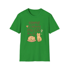 Funny Cat Christmas T-Shirt - "Home is Where My Cat Is" Shirt for Cat Lovers | Cute Secret Santa Gift | Cozy Xmas Cat Tee