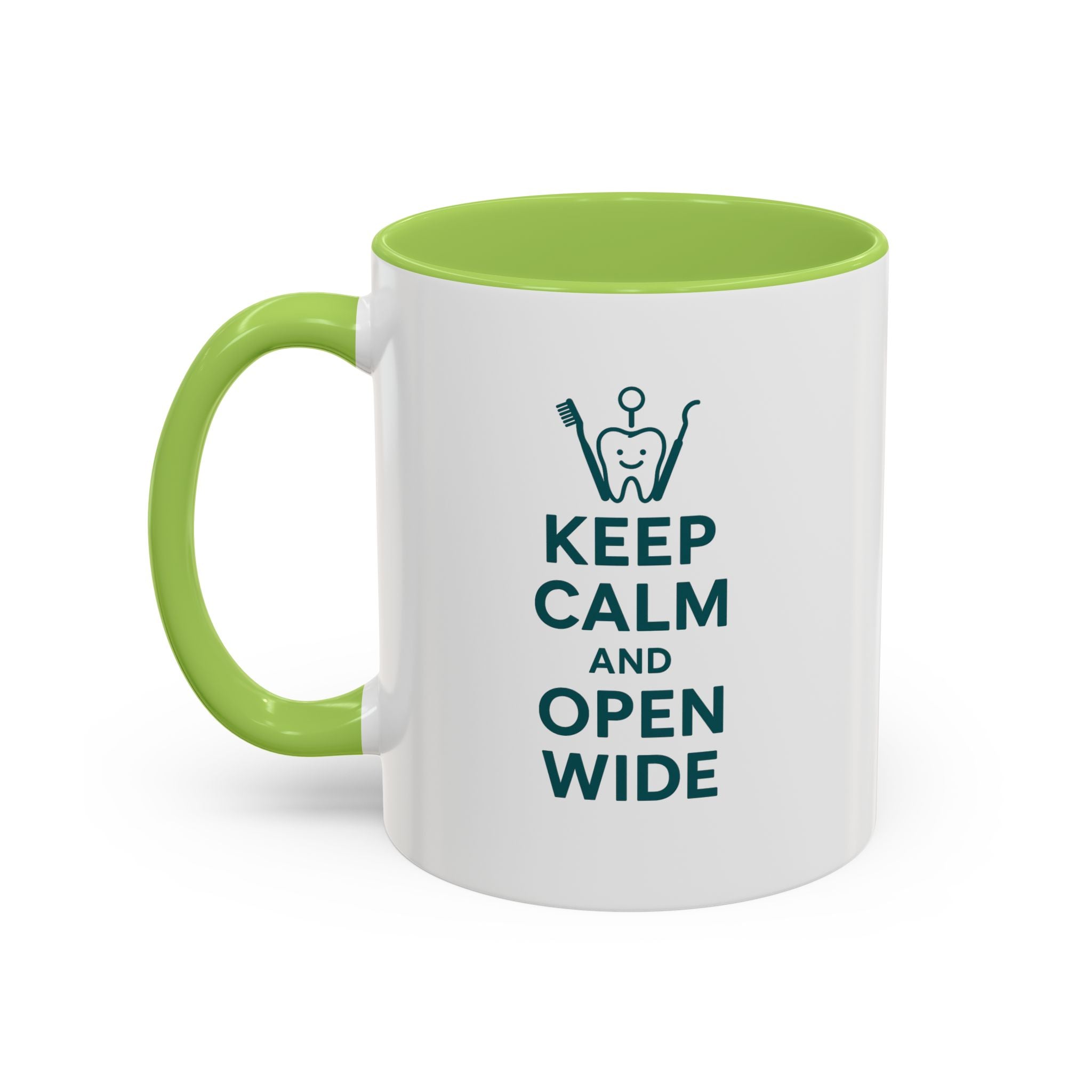 Funny Dentist Christmas Mug - "Keep Calm and Open Wide" Coffee Cup - Secret Santa Gift for Hygienist, Dental Student or Dentist Nurse Gift