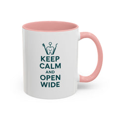 Funny Dentist Christmas Mug - "Keep Calm and Open Wide" Coffee Cup - Secret Santa Gift for Hygienist, Dental Student or Dentist Nurse Gift