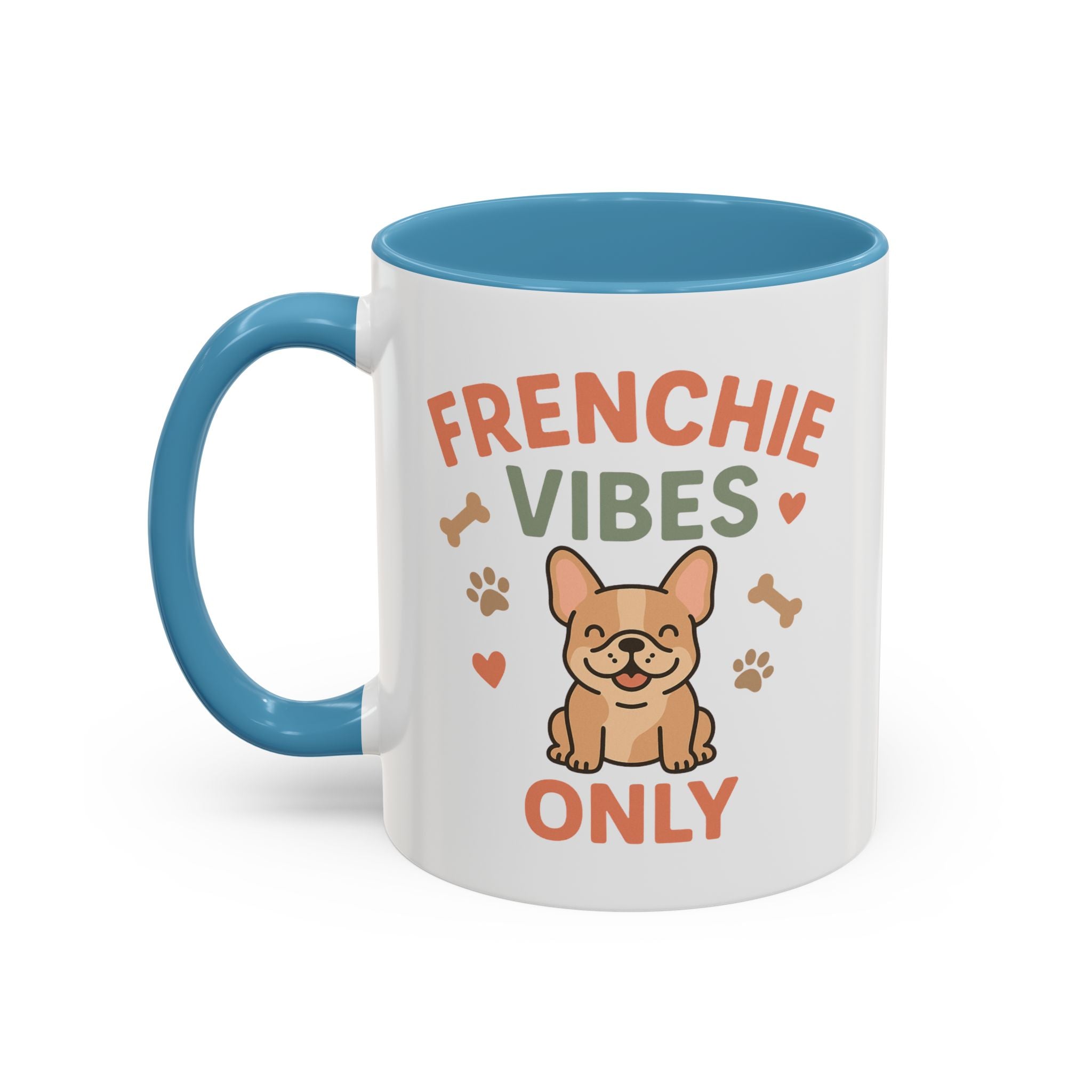 Funny French Bulldog Mug - Frenchie Vibes Only Dog Lover Gift - Cute Frenchie Coffee Cup for Secret Santa, Christmas Gift for Dog Owners