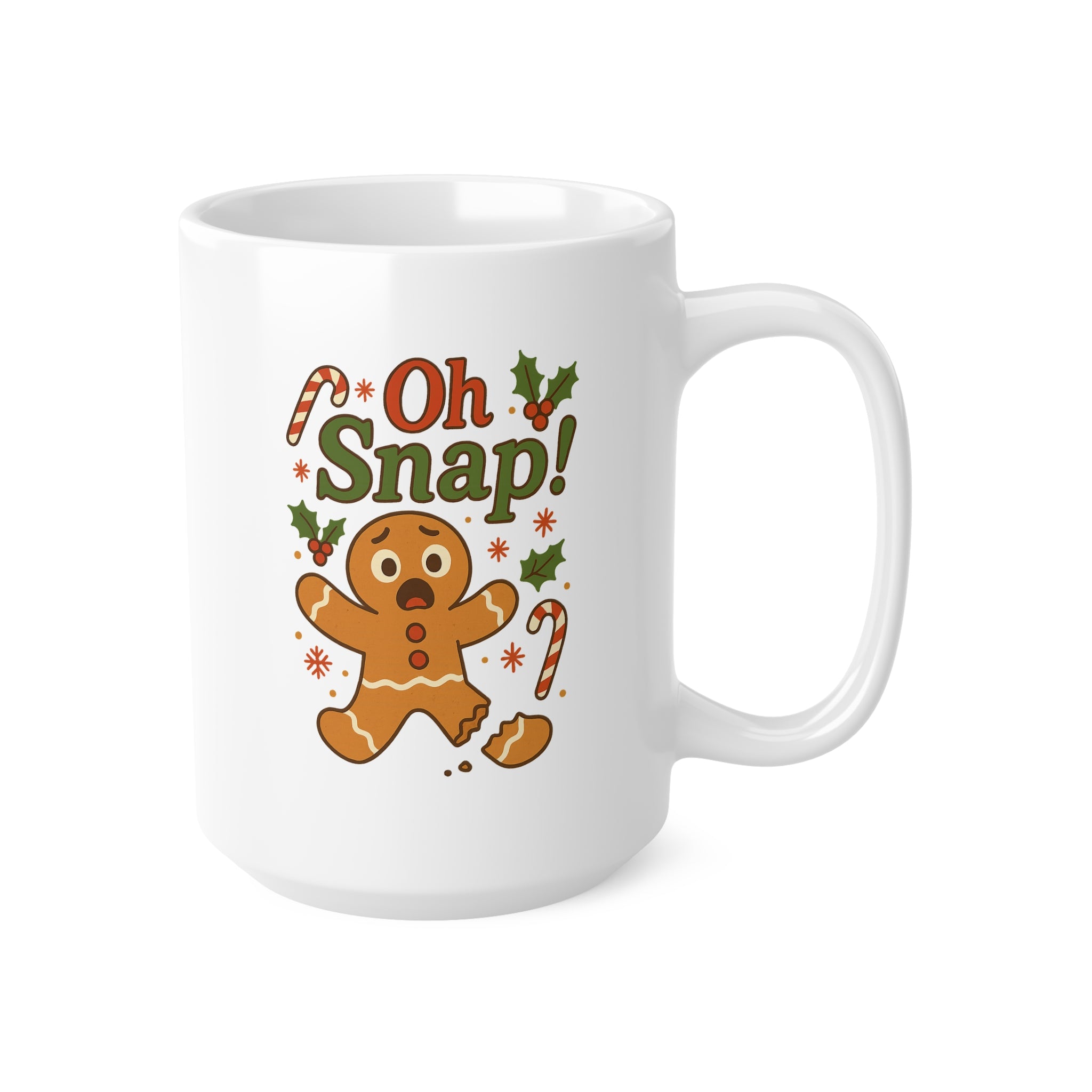 Funny Christmas Mug - 'Oh Snap!' Gingerbread Coffee Cup - Cute Xmas Gift Idea for Secret Santa, Holiday Office Party, Festive Tea Cup
