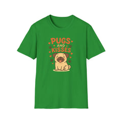 Pugs and Kisses T-Shirt - Cute Funny Pug Dog Shirt Gift for Dog Lovers | Christmas, Secret Santa & Valentine's Day Tee
