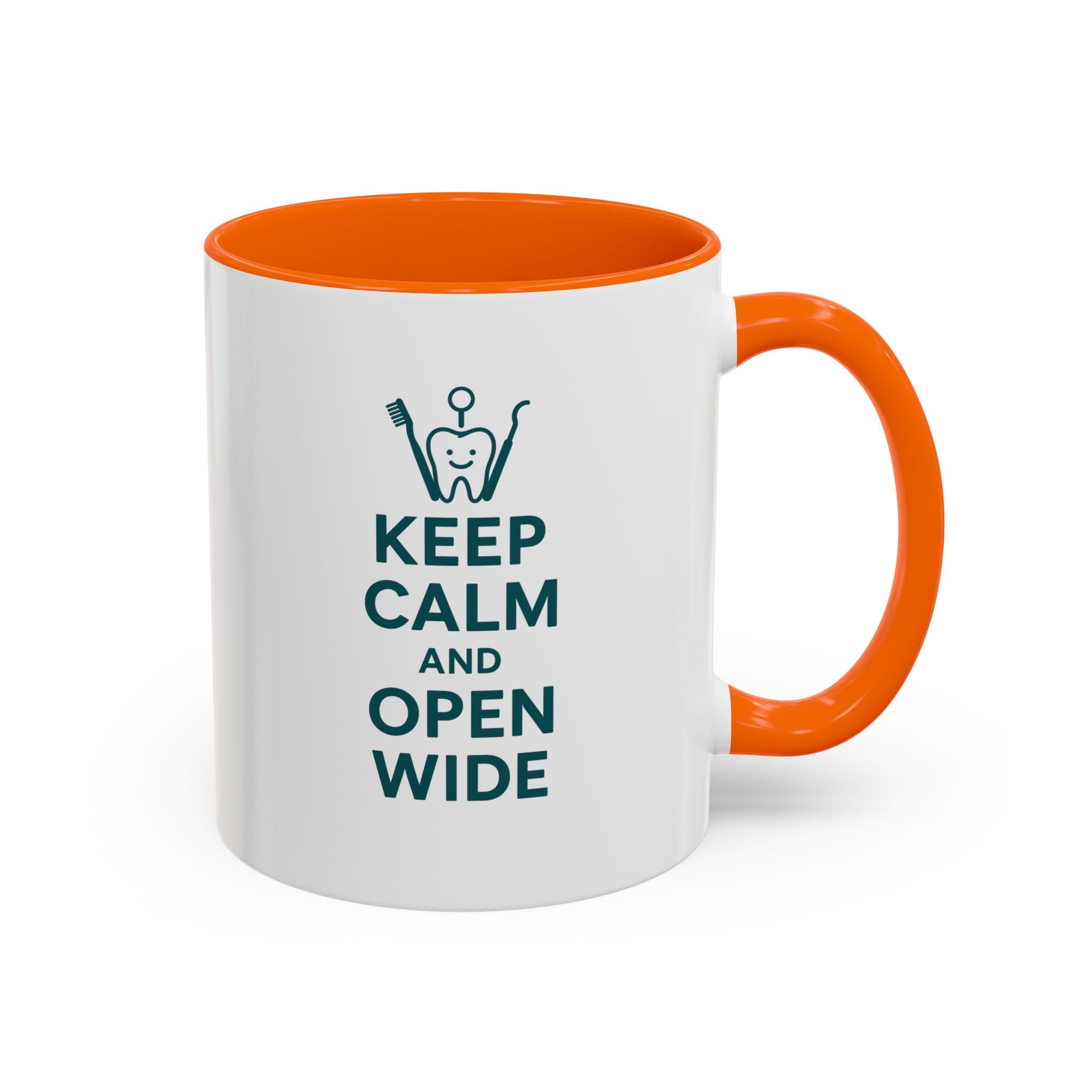 Funny Dentist Christmas Mug - "Keep Calm and Open Wide" Coffee Cup - Secret Santa Gift for Hygienist, Dental Student or Dentist Nurse Gift