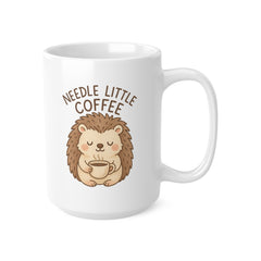 Cute Hedgehog Coffee Mug - "Needle Little Coffee" Funny Christmas Mug, Secret Santa Gift, Animal Lover Mug, Cute Coffee Cup for Him or Her