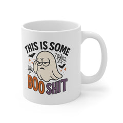 Funny Halloween Ghost Mug - This Is Some Boo Shit Coffee Cup - Sarcastic Gift for Friends, Secret Santa, Christmas Gag Gift, Spooky Cute Mug