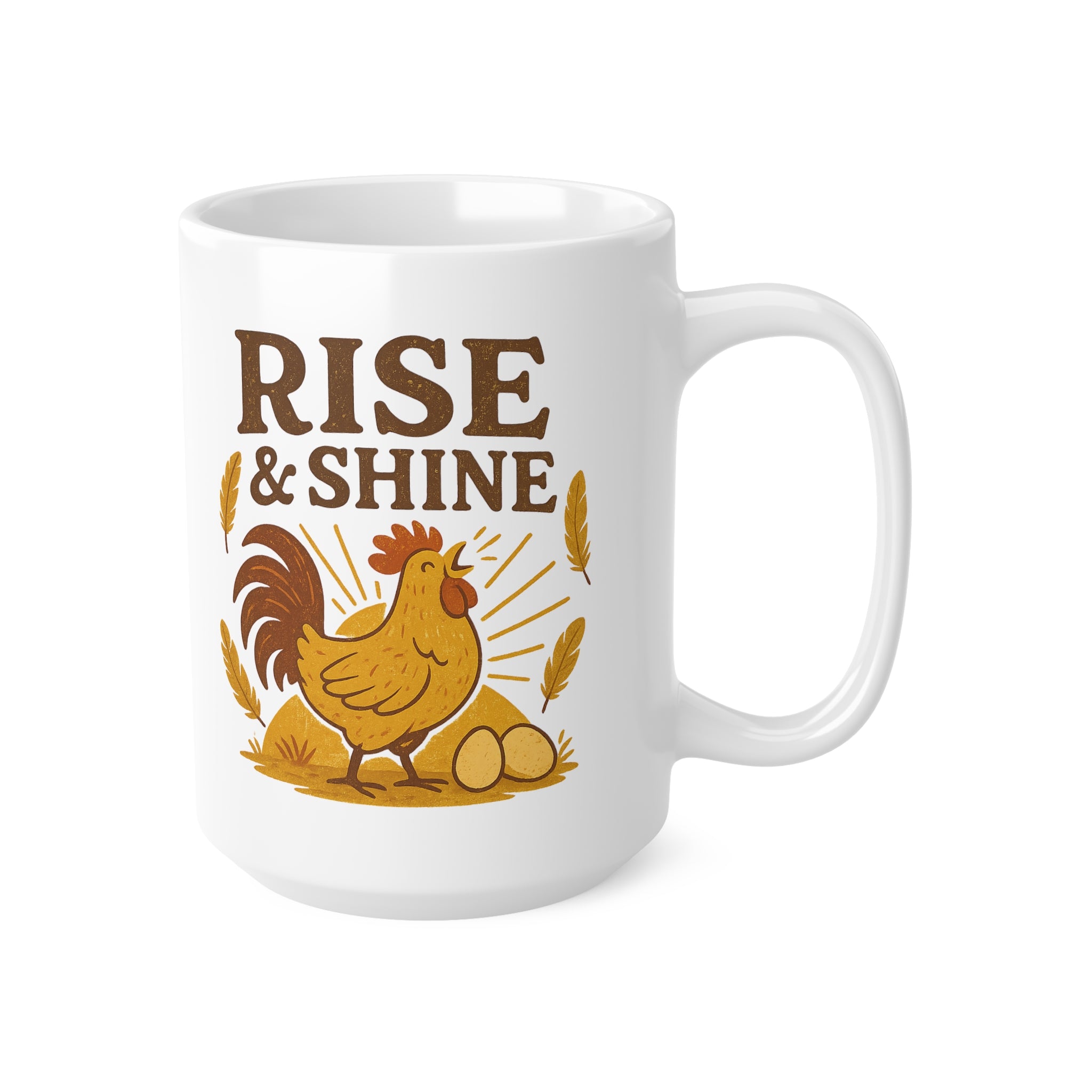 Funny Rise and Shine Chicken Mug - Rustic Farmhouse Rooster Coffee Cup - Cute Chicken Lover Gift - Christmas Gift or Secret Santa Present