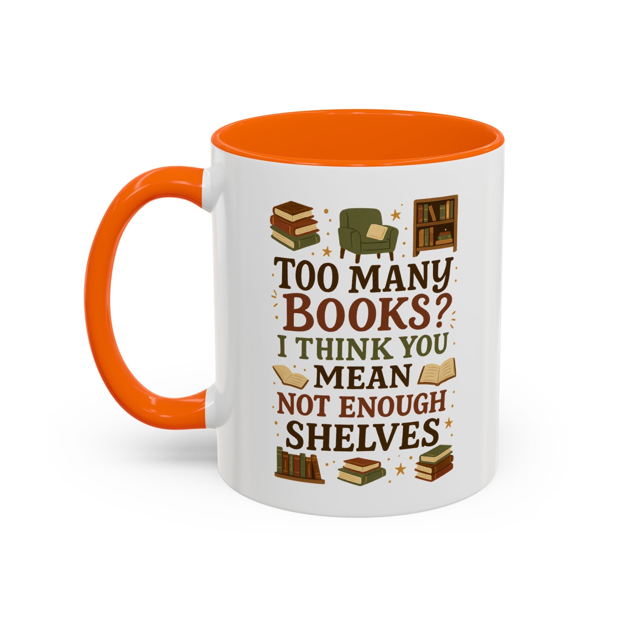 Funny Book Lover Christmas Mug - Too Many Books Not Enough Shelves Coffee Cup - Secret Santa Gift for Readers, Librarians & Teachers Tea