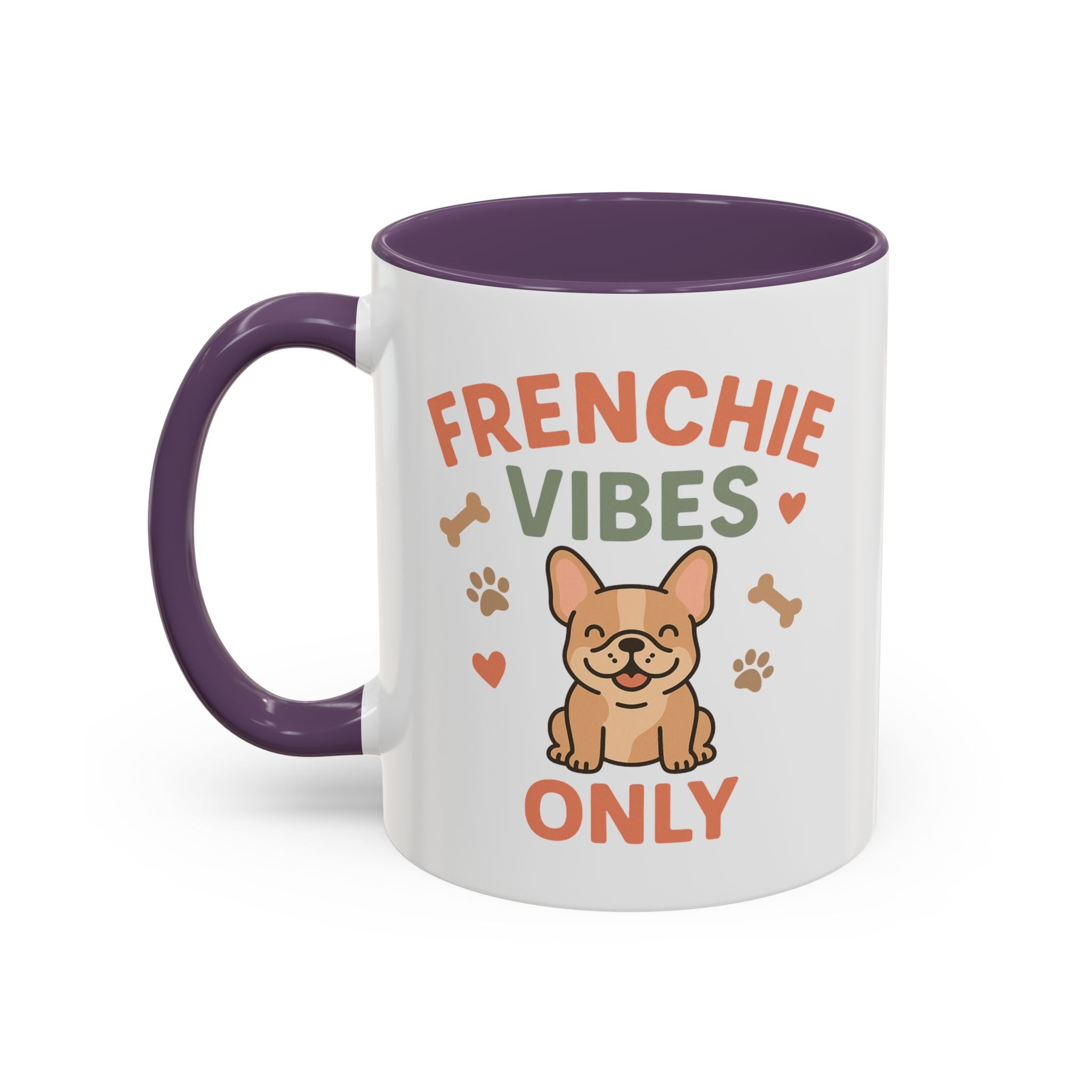 Funny French Bulldog Mug - Frenchie Vibes Only Dog Lover Gift - Cute Frenchie Coffee Cup for Secret Santa, Christmas Gift for Dog Owners