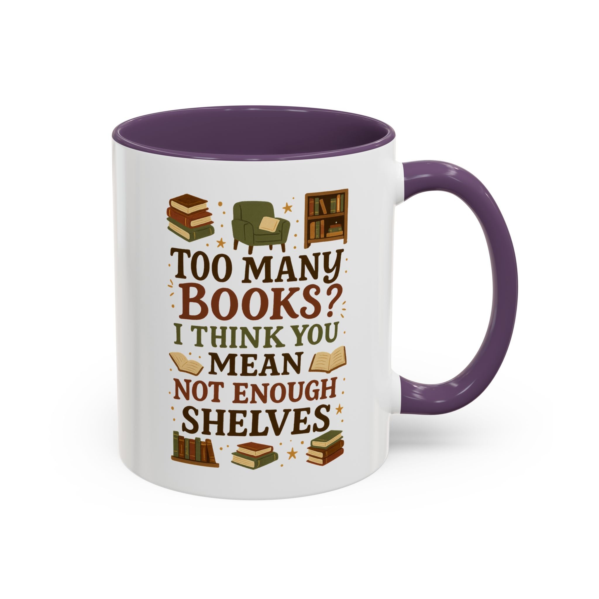 Funny Book Lover Christmas Mug - Too Many Books Not Enough Shelves Coffee Cup - Secret Santa Gift for Readers, Librarians & Teachers Tea