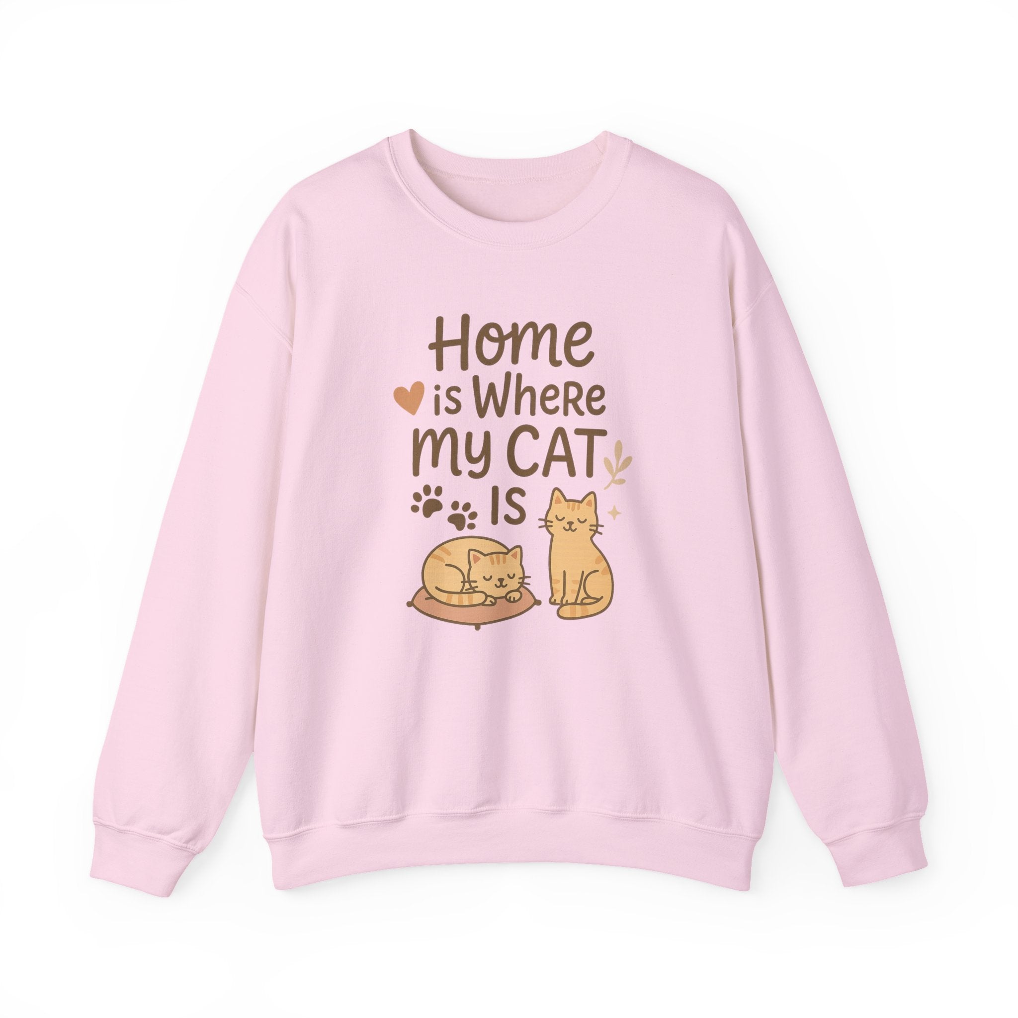 Funny Cat Christmas Sweatshirt - "Home is Where My Cat Is" Jumper for Cat Lovers | Cute Secret Santa Gift | Cozy Xmas Sweater