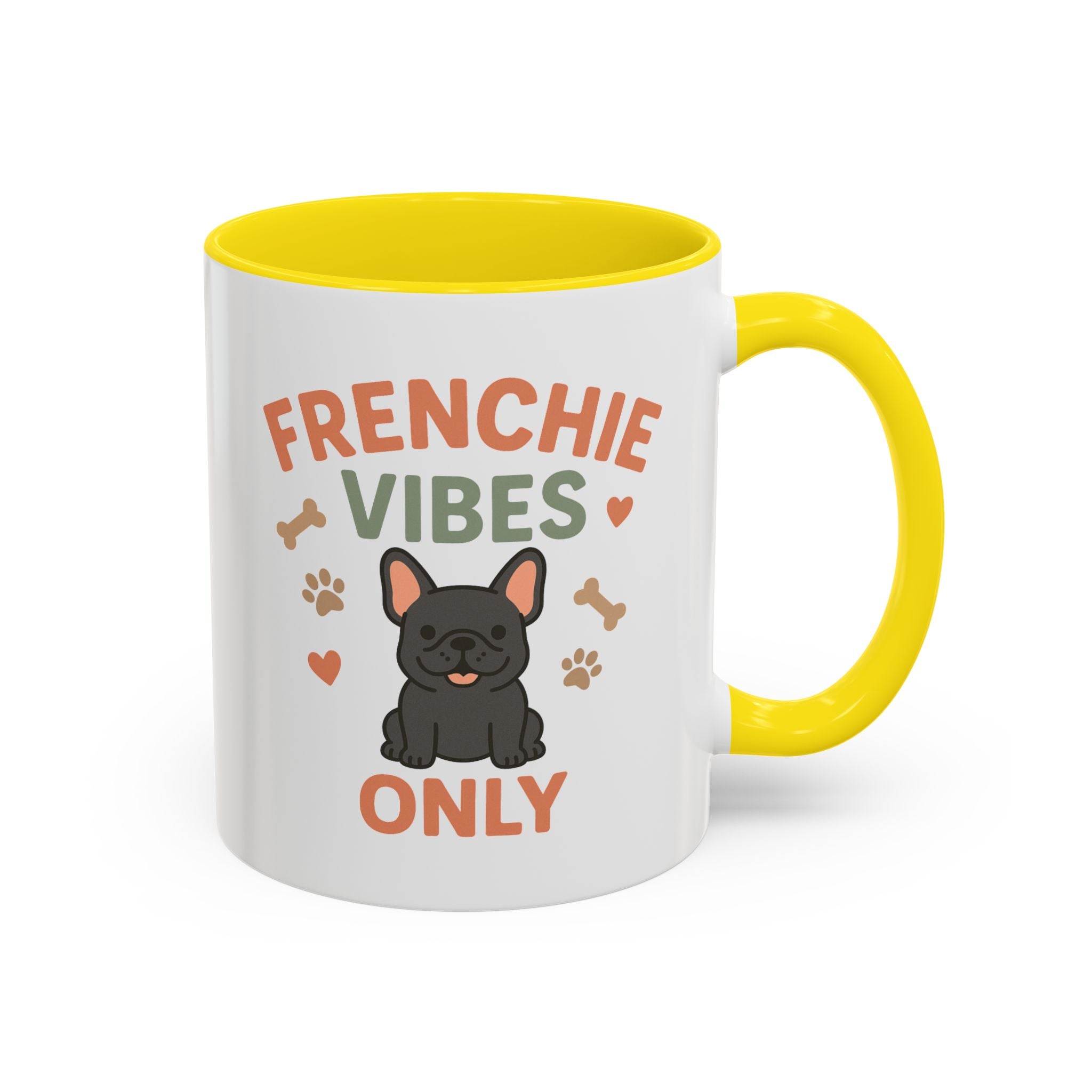 Funny Grey French Bulldog Mug - Frenchie Vibes Only Dog Lover Gift - Cute Frenchie Coffee Cup for Secret Santa, Xmas Gift for Dog Owners